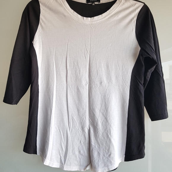 BABATON 3/4 sleeve black and white top